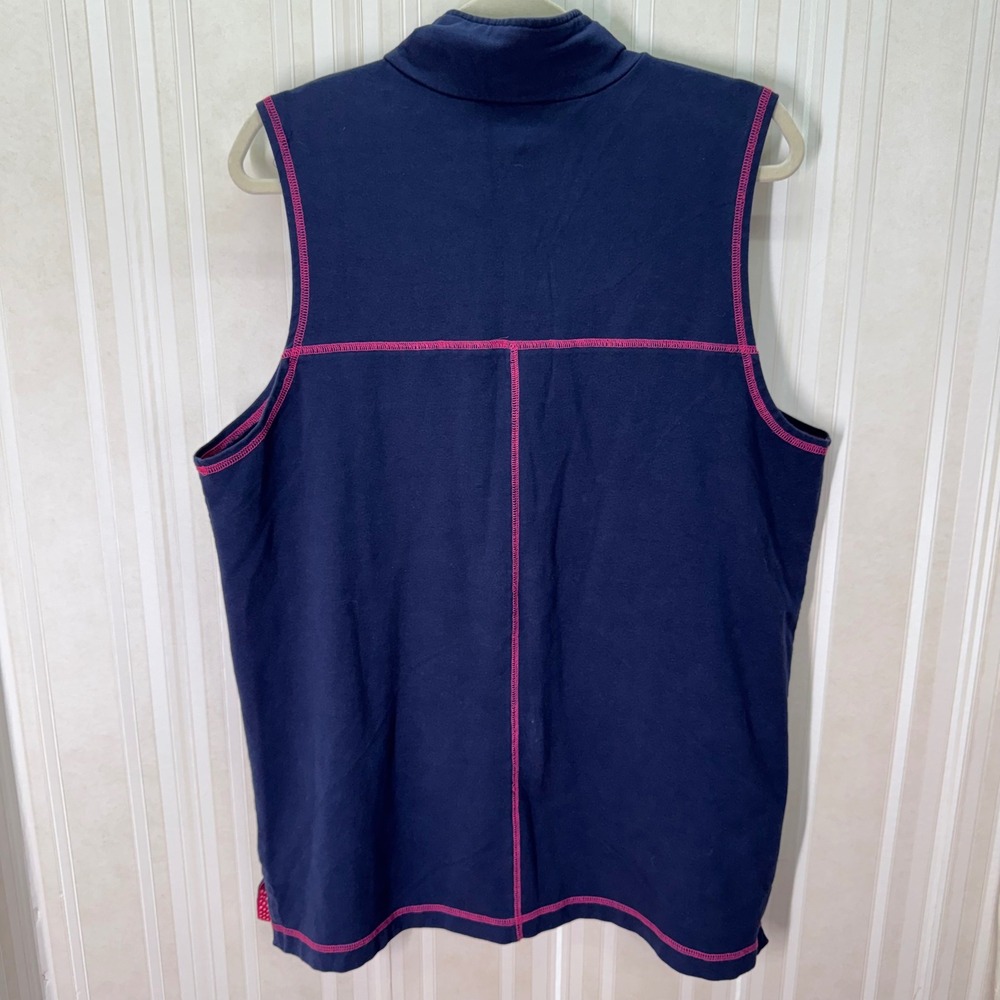 Vintage The Quacker Factory Pink Blue Whale Embroidered Vest Full Zip Size XL - Picture 2 of 7